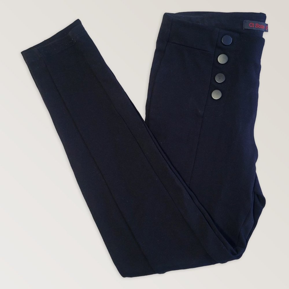 Skinny Stretchy Black Dress Pants, Formal Leggins Pants, Size S